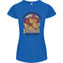 Furball Batter Funny Cat Baseball Humour Womens Petite Cut T-Shirt Royal Blue