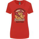 Furball Batter Funny Cat Baseball Humour Womens Wider Cut T-Shirt Red