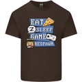 Gaming Eat Sleep Game Respawn Gamer Arcade Mens Cotton T-Shirt Tee Top Dark Chocolate