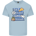 Gaming Eat Sleep Game Respawn Gamer Arcade Mens Cotton T-Shirt Tee Top Light Blue