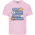 Gaming Eat Sleep Game Respawn Gamer Arcade Mens Cotton T-Shirt Tee Top Light Pink
