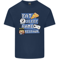 Gaming Eat Sleep Game Respawn Gamer Arcade Mens Cotton T-Shirt Tee Top Navy Blue