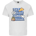 Gaming Eat Sleep Game Respawn Gamer Arcade Mens Cotton T-Shirt Tee Top White