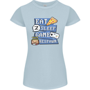 Gaming Eat Sleep Game Respawn Gamer Arcade Womens Petite Cut T-Shirt Light Blue