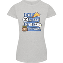 Gaming Eat Sleep Game Respawn Gamer Arcade Womens Petite Cut T-Shirt Sports Grey