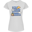 Gaming Eat Sleep Game Respawn Gamer Arcade Womens Petite Cut T-Shirt White