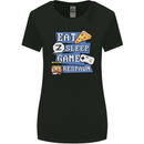 Gaming Eat Sleep Game Respawn Gamer Arcade Womens Wider Cut T-Shirt Black