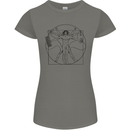 Gaming Vitruvian Gamer Funny Video Games Womens Petite Cut T-Shirt Charcoal