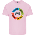 Gamming Eat Sleep Game Repeat Gamer Kids T-Shirt Childrens Light Pink