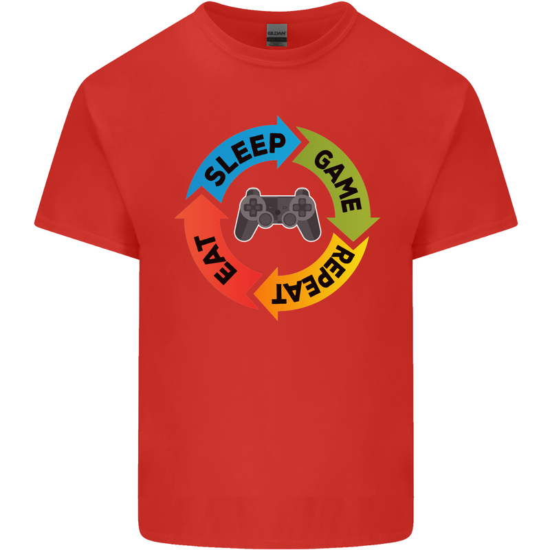 Gamming Eat Sleep Game Repeat Gamer Kids T-Shirt Childrens Red