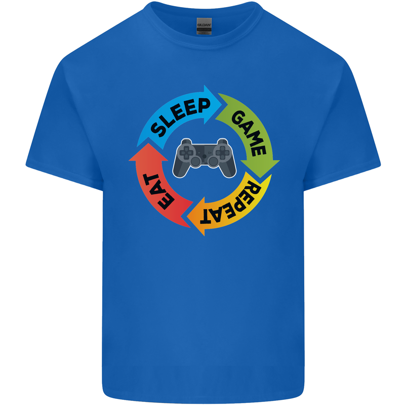 Gamming Eat Sleep Game Repeat Gamer Kids T-Shirt Childrens Royal Blue