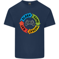 Gamming Eat Sleep Game Repeat Gamer Mens Cotton T-Shirt Tee Top Navy Blue