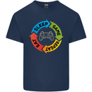 Gamming Eat Sleep Game Repeat Gamer Mens Cotton T-Shirt Tee Top Navy Blue
