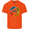 Gamming Eat Sleep Game Repeat Gamer Mens Cotton T-Shirt Tee Top Orange