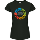 Gamming Eat Sleep Game Repeat Gamer Womens Petite Cut T-Shirt Black