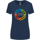 Gamming Eat Sleep Game Repeat Gamer Womens Wider Cut T-Shirt Navy Blue