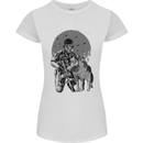 Gas Mask & Dog Apocalypse Armed Militia Womens Petite Cut T-Shirt White