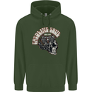 Gasoline Soul Biker Skull Motorbike Chopper Childrens Kids Hoodie Forest Green