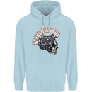 Gasoline Soul Biker Skull Motorbike Chopper Childrens Kids Hoodie Light Blue