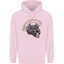 Gasoline Soul Biker Skull Motorbike Chopper Childrens Kids Hoodie Light Pink