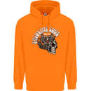 Gasoline Soul Biker Skull Motorbike Chopper Childrens Kids Hoodie Orange