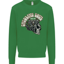 Gasoline Soul Biker Skull Motorbike Chopper Kids Sweatshirt Jumper Irish Green