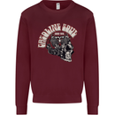 Gasoline Soul Biker Skull Motorbike Chopper Kids Sweatshirt Jumper Maroon