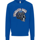 Gasoline Soul Biker Skull Motorbike Chopper Kids Sweatshirt Jumper Royal Blue