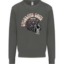 Gasoline Soul Biker Skull Motorbike Chopper Kids Sweatshirt Jumper Storm Grey
