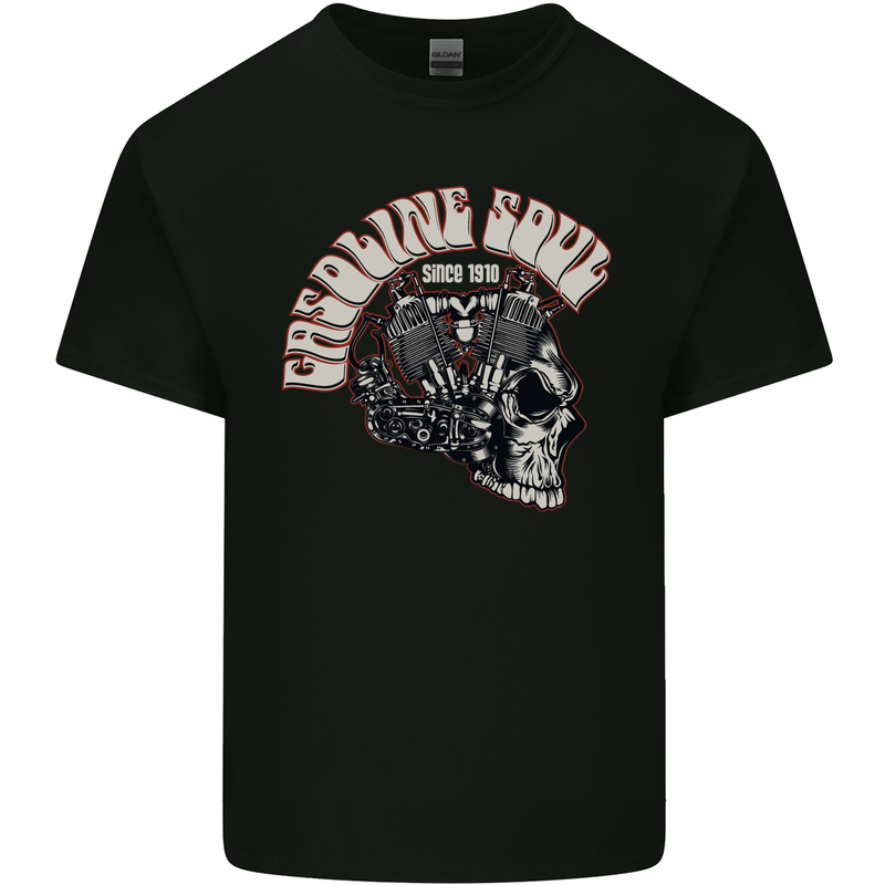 Gasoline Soul Biker Skull Motorbike Chopper Mens Cotton T-Shirt Tee Top Black