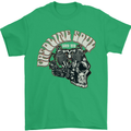 Gasoline Soul Biker Skull Motorbike Chopper Mens T-Shirt Cotton Gildan Irish Green
