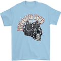 Gasoline Soul Biker Skull Motorbike Chopper Mens T-Shirt Cotton Gildan Light Blue