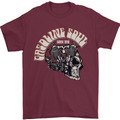 Gasoline Soul Biker Skull Motorbike Chopper Mens T-Shirt Cotton Gildan Maroon