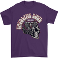 Gasoline Soul Biker Skull Motorbike Chopper Mens T-Shirt Cotton Gildan Purple