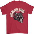 Gasoline Soul Biker Skull Motorbike Chopper Mens T-Shirt Cotton Gildan Red