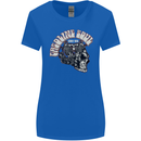 Gasoline Soul Biker Skull Motorbike Chopper Womens Wider Cut T-Shirt Royal Blue