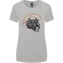 Gasoline Soul Biker Skull Motorbike Chopper Womens Wider Cut T-Shirt Sports Grey