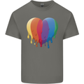 Gay Pride LGBT Heart Mens Cotton T-Shirt Tee Top Charcoal