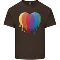 Gay Pride LGBT Heart Mens Cotton T-Shirt Tee Top Dark Chocolate