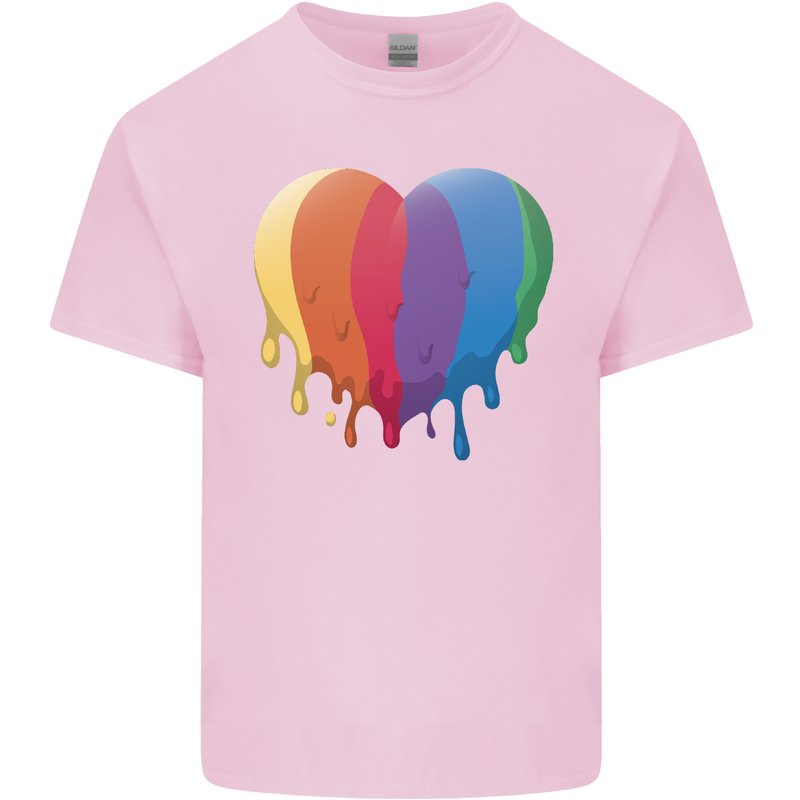 Gay Pride LGBT Heart Mens Cotton T-Shirt Tee Top Light Pink