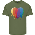 Gay Pride LGBT Heart Mens Cotton T-Shirt Tee Top Military Green