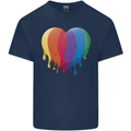 Gay Pride LGBT Heart Mens Cotton T-Shirt Tee Top Navy Blue