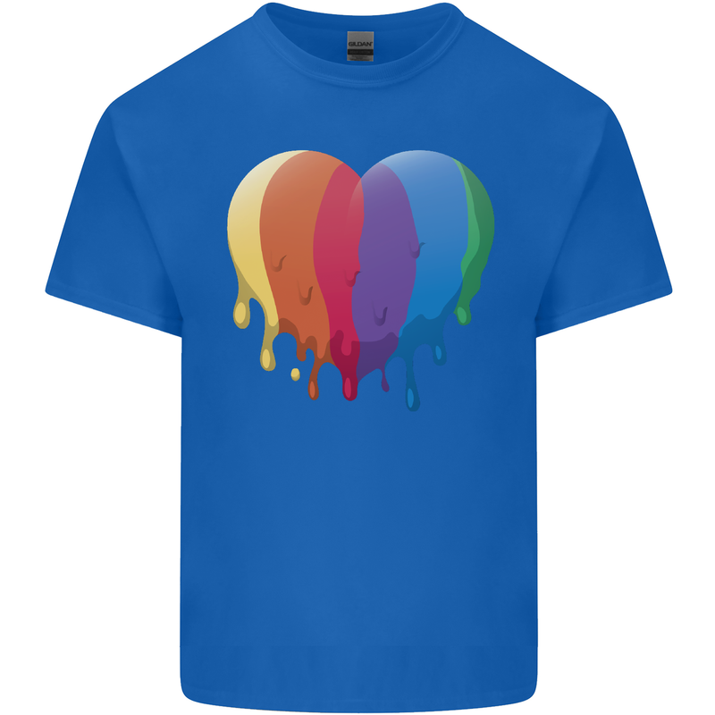 Gay Pride LGBT Heart Mens Cotton T-Shirt Tee Top Royal Blue