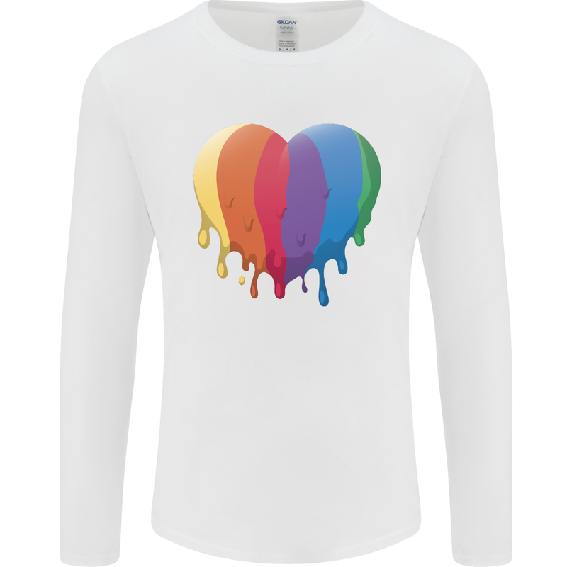 Gay Pride LGBT Heart Mens Long Sleeve T-Shirt White