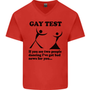 Gay Test Funny LGBT Mens V-Neck Cotton T-Shirt Red