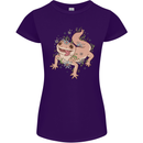 Gekko With Flowers Lizards Womens Petite Cut T-Shirt Purple