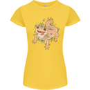 Gekko With Flowers Lizards Womens Petite Cut T-Shirt Yellow