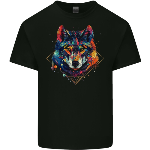 Geometric Wolf Wolves Mens Womens Kids Unisex Black Mens T-Shirt