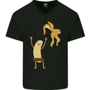 Get Naked Censored Banana Funny Mens V-Neck Cotton T-Shirt Black