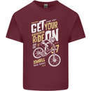 Get Your Ride on Downhill Mountain Biking Mens Cotton T-Shirt Tee Top Maroon